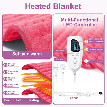 Heating Pad,Electric Heating Pads,Heating Pad for Back,Silvergray,24x12In