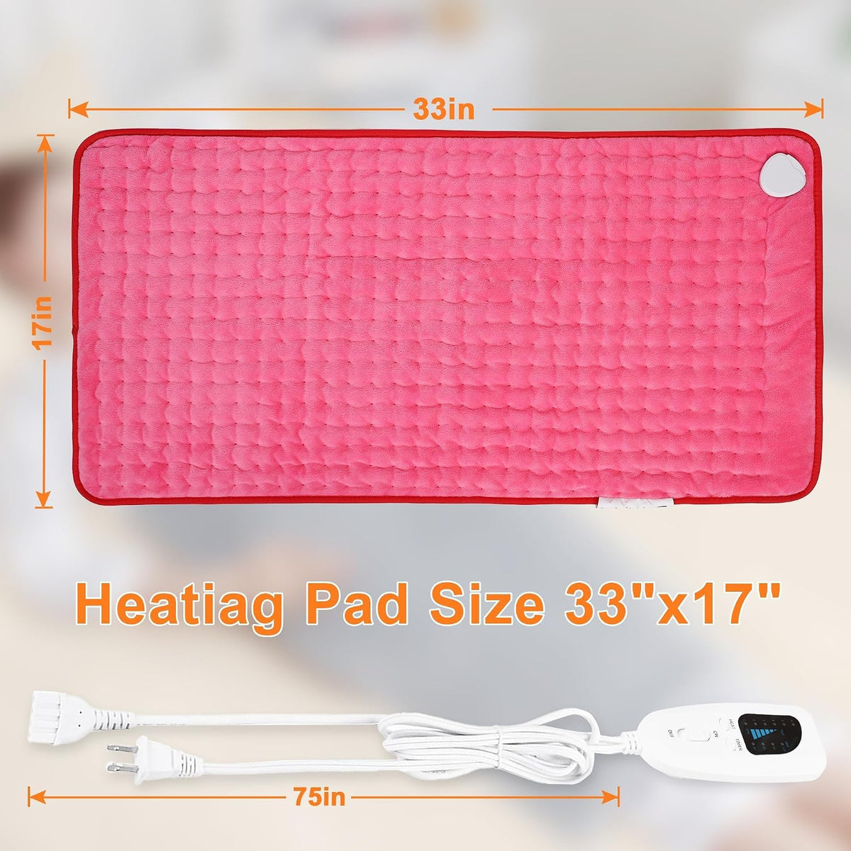 Heating Pad,Electric Heating Pads,Heating Pad for Back,Silvergray,24x12In