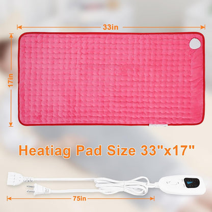 Heating Pad,Electric Heating Pads,Heating Pad for Back,Silvergray,24x12In