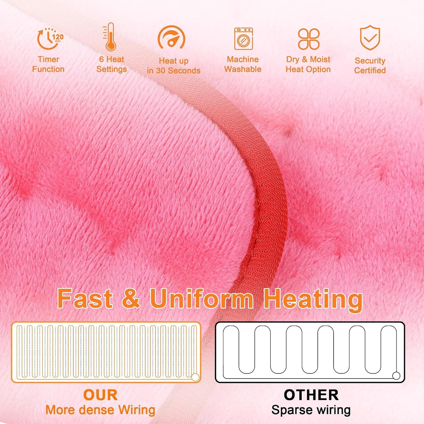 Heating Pad,Electric Heating Pads,Heating Pad for Back,Silvergray,24x12In