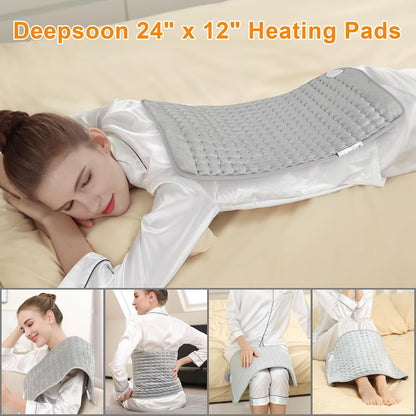 Heating Pad,Electric Heating Pads,Heating Pad for Back,Silvergray,24x12In