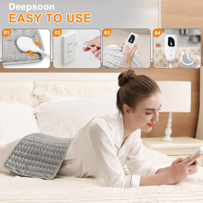 Heating Pad,Electric Heating Pads,Heating Pad for Back,Silvergray,24x12In