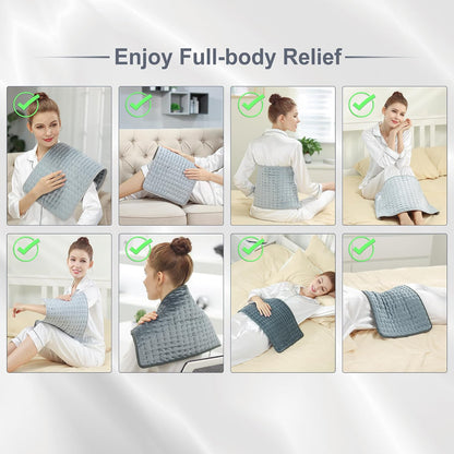 Heating Pad,Electric Heating Pads,Heating Pad for Back,Silvergray,24x12In