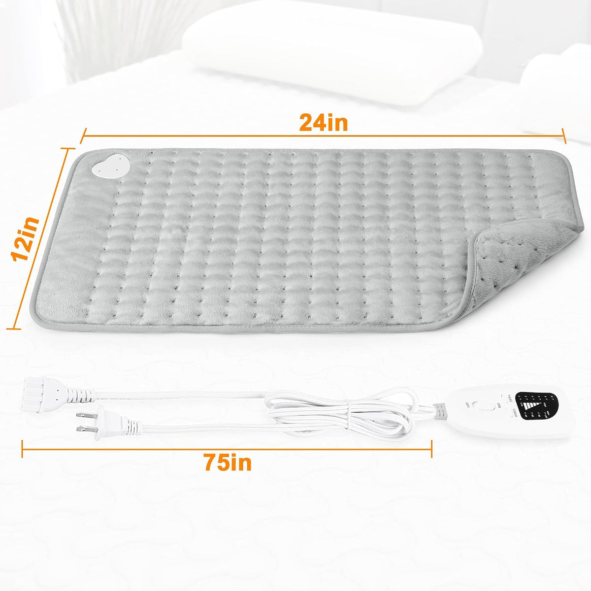 Heating Pad,Electric Heating Pads,Heating Pad for Back,Silvergray,24x12In