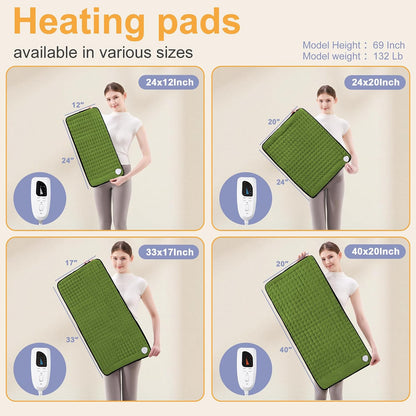 Heating Pad,Electric Heating Pads,Heating Pad for Back,Silvergray,24x12In