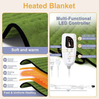 Heating Pad,Electric Heating Pads,Heating Pad for Back,Silvergray,24x12In