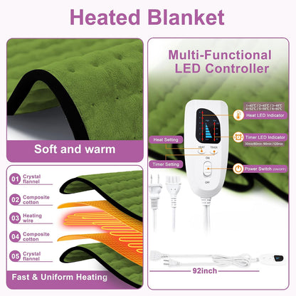 Heating Pad,Electric Heating Pads,Heating Pad for Back,Silvergray,24x12In