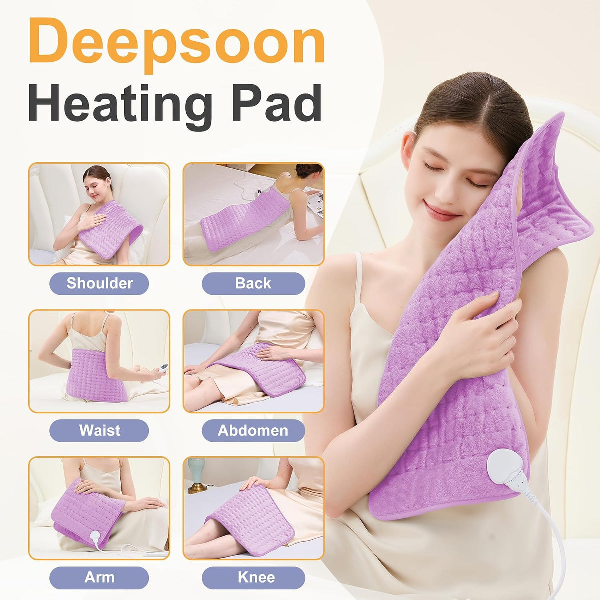 Heating Pad,Electric Heating Pads,Heating Pad for Back,Silvergray,24x12In