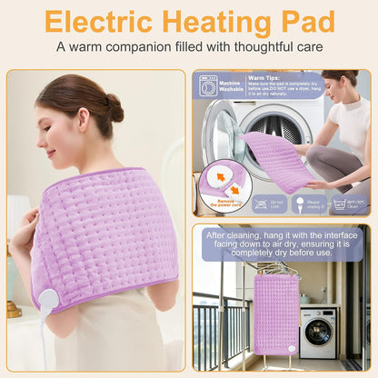 Heating Pad,Electric Heating Pads,Heating Pad for Back,Silvergray,24x12In