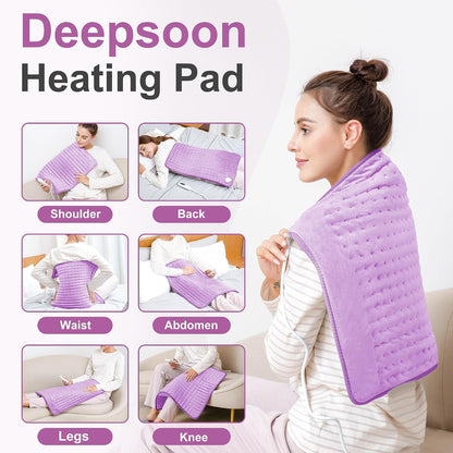 Heating Pad,Electric Heating Pads,Heating Pad for Back,Silvergray,24x12In