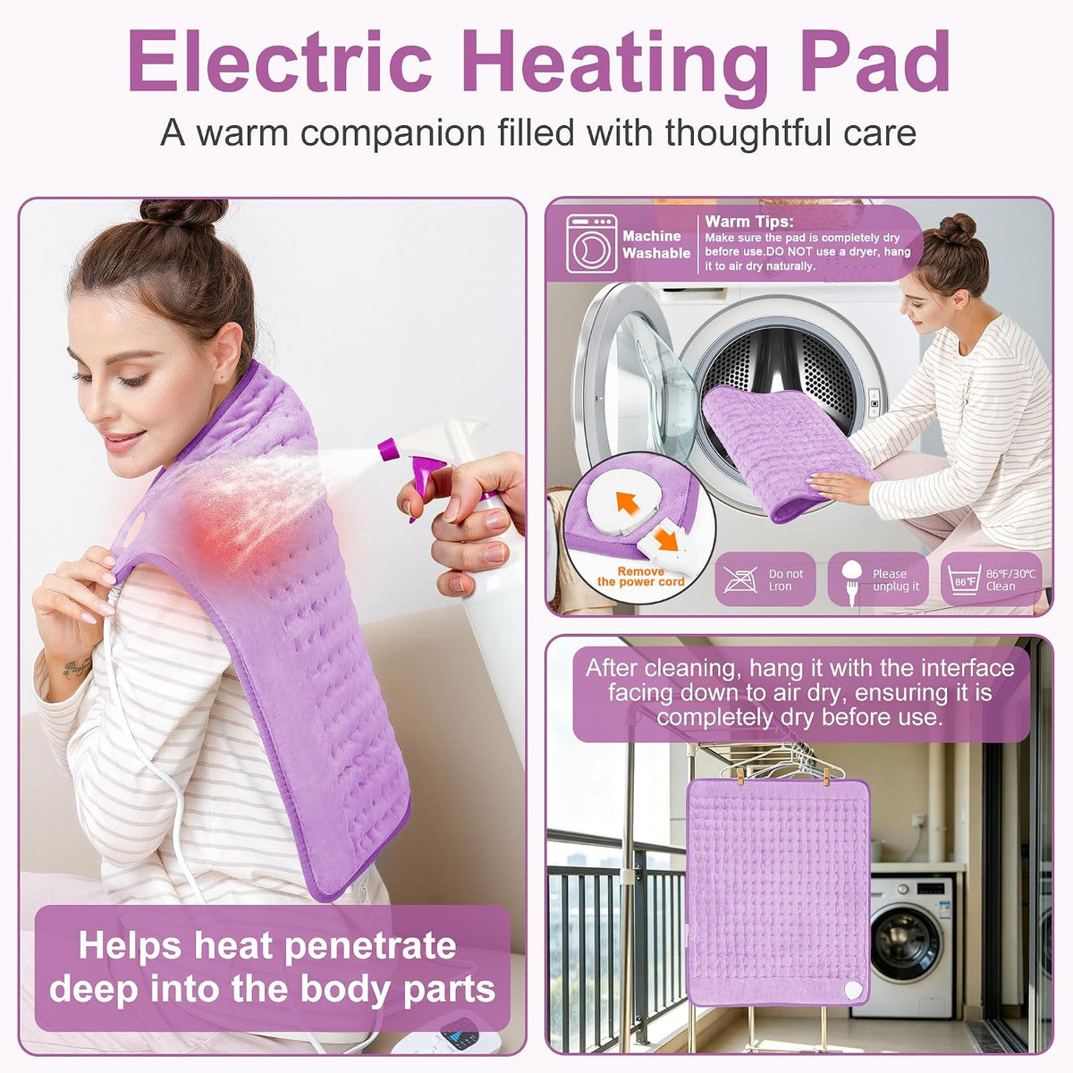 Heating Pad,Electric Heating Pads,Heating Pad for Back,Silvergray,24x12In