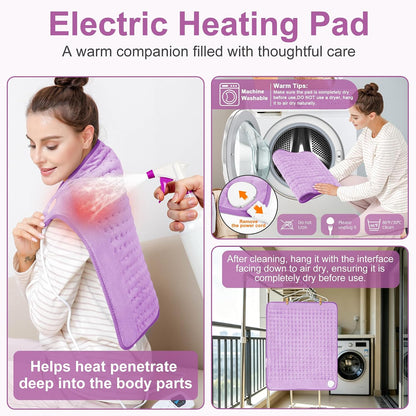 Heating Pad,Electric Heating Pads,Heating Pad for Back,Silvergray,24x12In