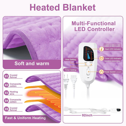 Heating Pad,Electric Heating Pads,Heating Pad for Back,Silvergray,24x12In