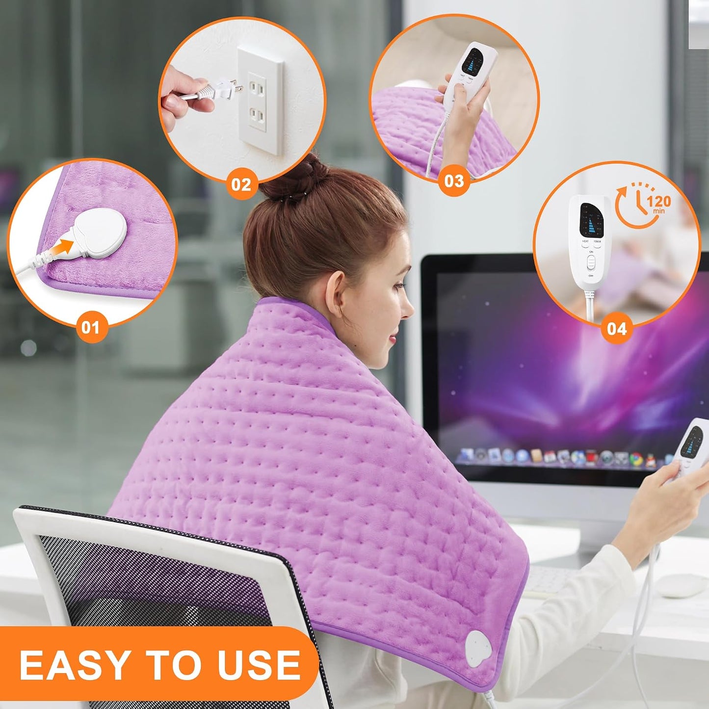 Heating Pad,Electric Heating Pads,Heating Pad for Back,Silvergray,24x12In