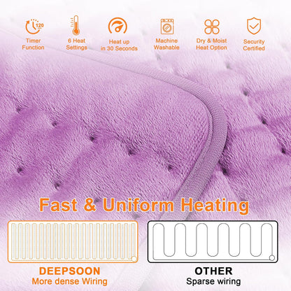 Heating Pad,Electric Heating Pads,Heating Pad for Back,Silvergray,24x12In