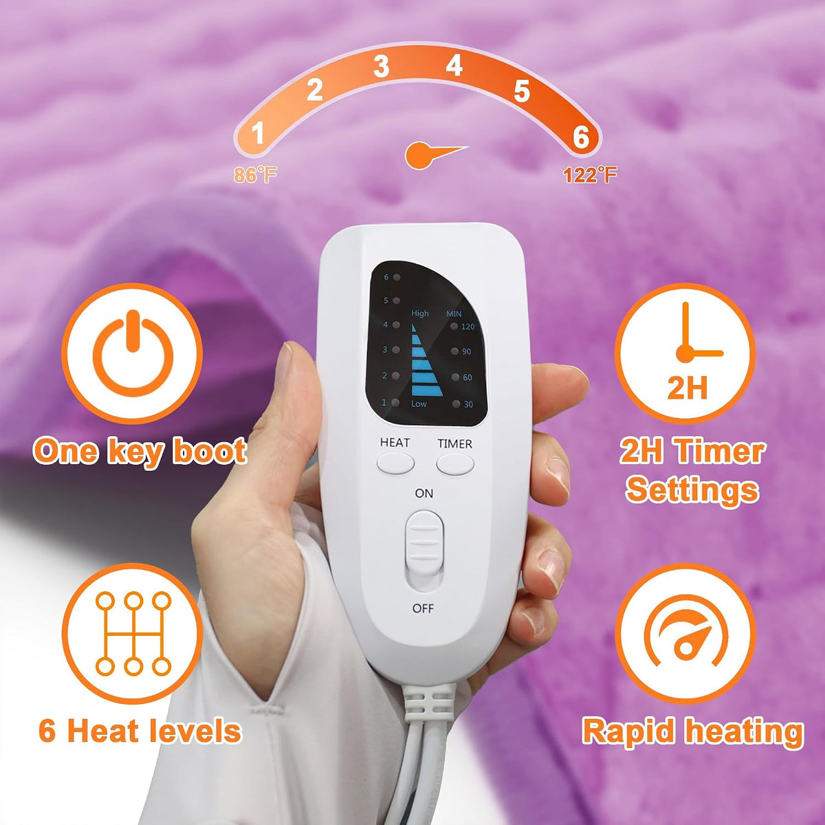Heating Pad,Electric Heating Pads,Heating Pad for Back,Silvergray,24x12In