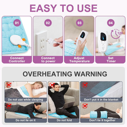 Heating Pad,Electric Heating Pads,Heating Pad for Back,Silvergray,24x12In