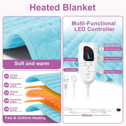 Heating Pad,Electric Heating Pads,Heating Pad for Back,Silvergray,24x12In