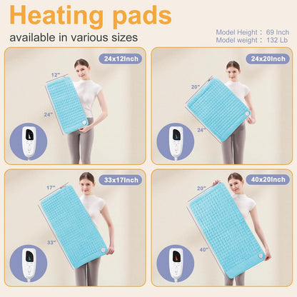 Heating Pad,Electric Heating Pads,Heating Pad for Back,Silvergray,24x12In