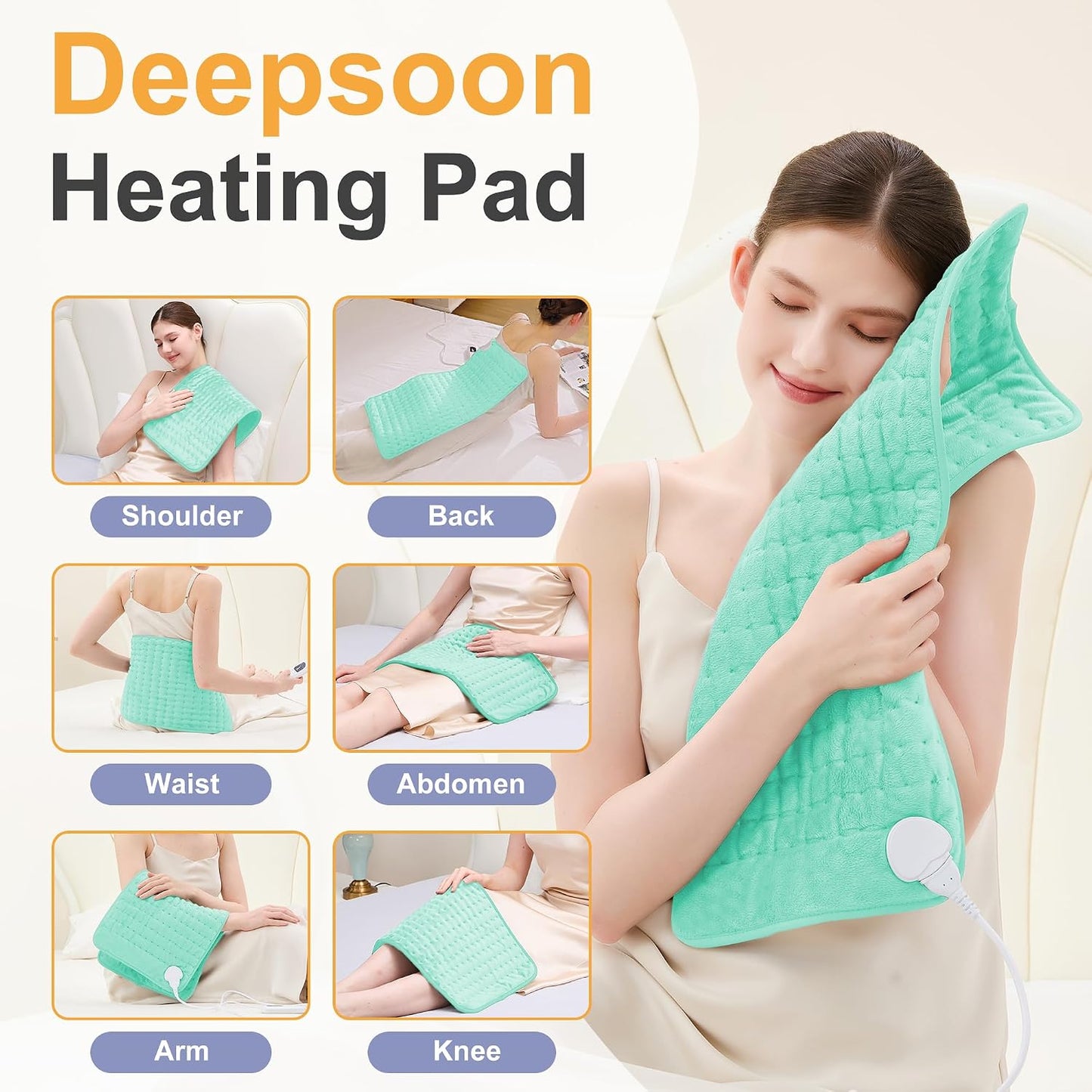 Heating Pad,Electric Heating Pads,Heating Pad for Back,Silvergray,24x12In