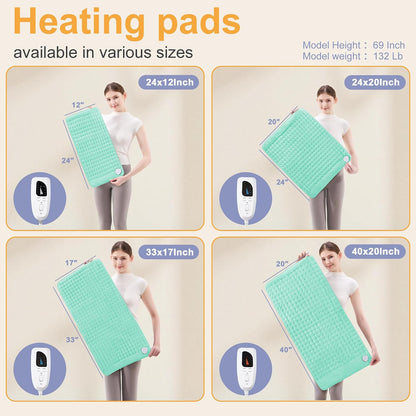 Heating Pad,Electric Heating Pads,Heating Pad for Back,Silvergray,24x12In