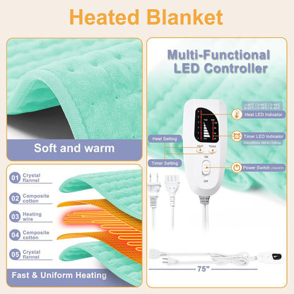 Heating Pad,Electric Heating Pads,Heating Pad for Back,Silvergray,24x12In