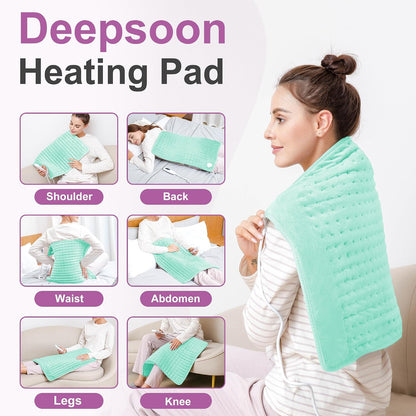 Heating Pad,Electric Heating Pads,Heating Pad for Back,Silvergray,24x12In