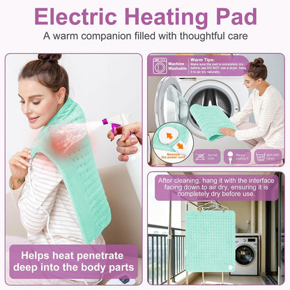 Heating Pad,Electric Heating Pads,Heating Pad for Back,Silvergray,24x12In