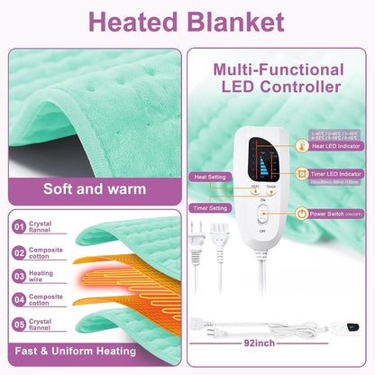 Heating Pad,Electric Heating Pads,Heating Pad for Back,Silvergray,24x12In
