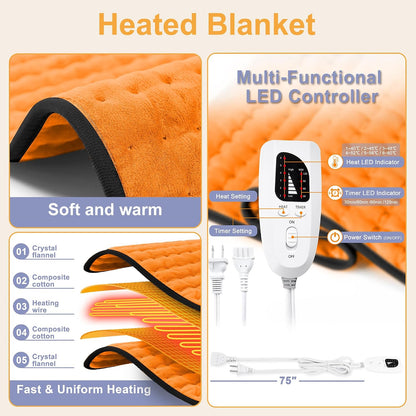 Heating Pad,Electric Heating Pads,Heating Pad for Back,Silvergray,24x12In