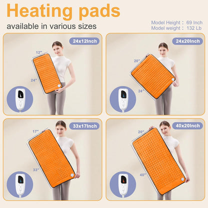 Heating Pad,Electric Heating Pads,Heating Pad for Back,Silvergray,24x12In