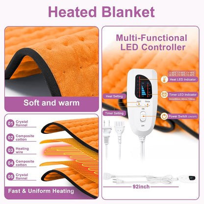 Heating Pad,Electric Heating Pads,Heating Pad for Back,Silvergray,24x12In