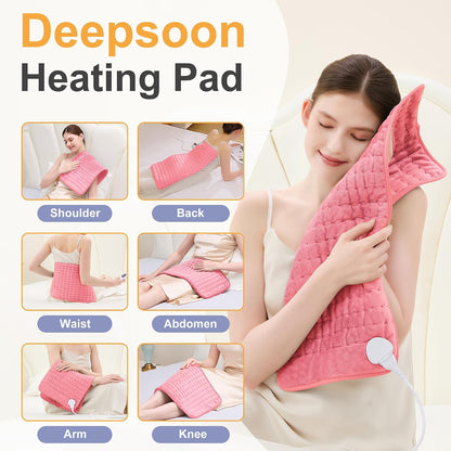 Heating Pad,Electric Heating Pads,Heating Pad for Back,Silvergray,24x12In
