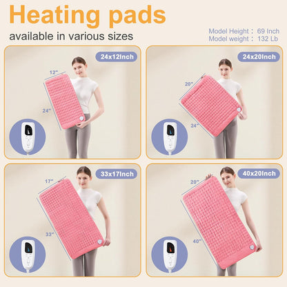 Heating Pad,Electric Heating Pads,Heating Pad for Back,Silvergray,24x12In
