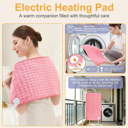 Heating Pad,Electric Heating Pads,Heating Pad for Back,Silvergray,24x12In
