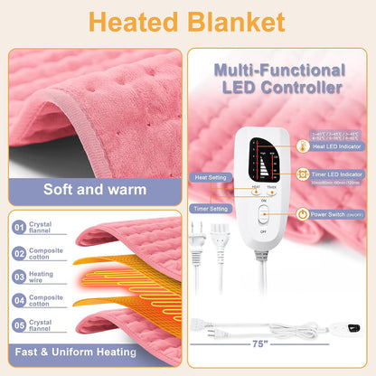 Heating Pad,Electric Heating Pads,Heating Pad for Back,Silvergray,24x12In