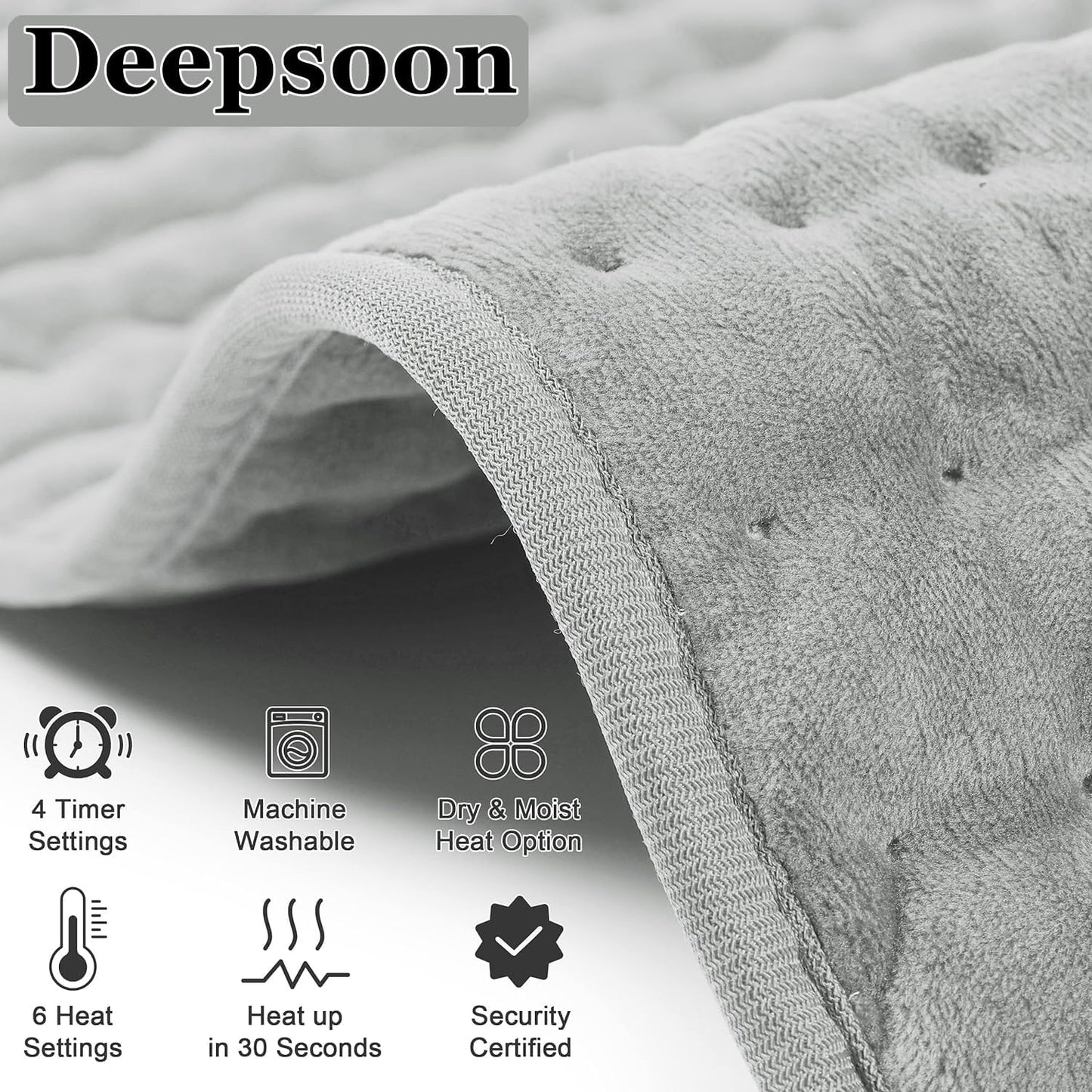 Heating Pad,Electric Heating Pads,Heating Pad for Back,Silvergray,24x12In