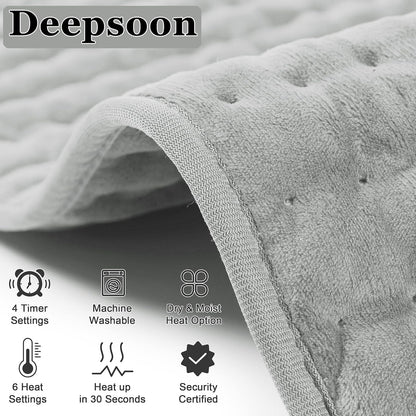 Heating Pad,Electric Heating Pads,Heating Pad for Back,Silvergray,24x12In