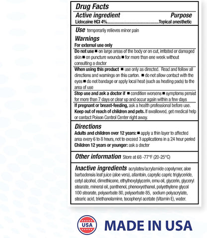 Lidocaine Pain Relief Cream for Numbing Relief, 2.7 oz, 1 Pack
