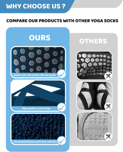 Pilates Grip Socks for Women Non Slip Skid Yoga Socks with Grips Straps for Ballet Dance Workout Gripper Sock