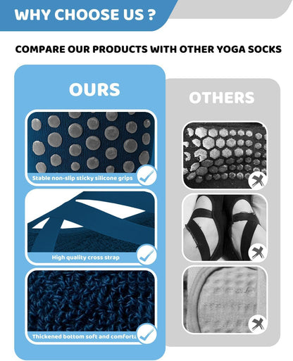 Pilates Grip Socks for Women Non Slip Skid Yoga Socks with Grips Straps for Ballet Dance Workout Gripper Sock