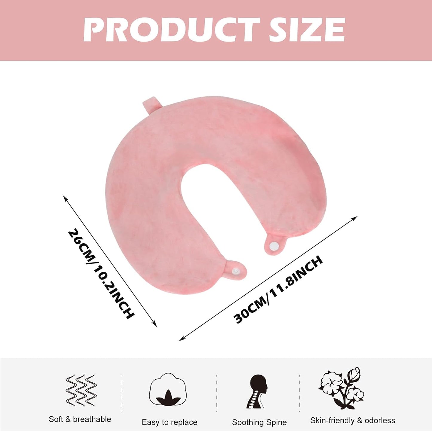 Travel Neck Pillow Cover, Neck Pillow Case, Pure, Soft and Smooh, Airplane Pillow Replacementt Cover Washable (Only Pillow Covers, no Filler)