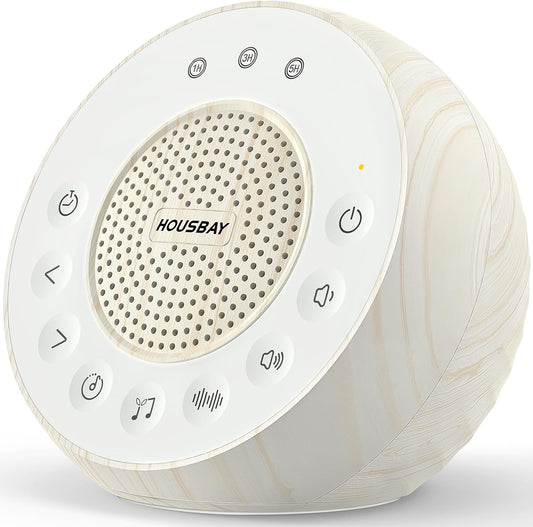 White Noise Machine with 31 Soothing Sounds, 5W Loud Stereo Sound, Auto-Off Timer, Adjustable Volume, Sleep Sound Machine for Baby, Kid, Adult -Wood Grain