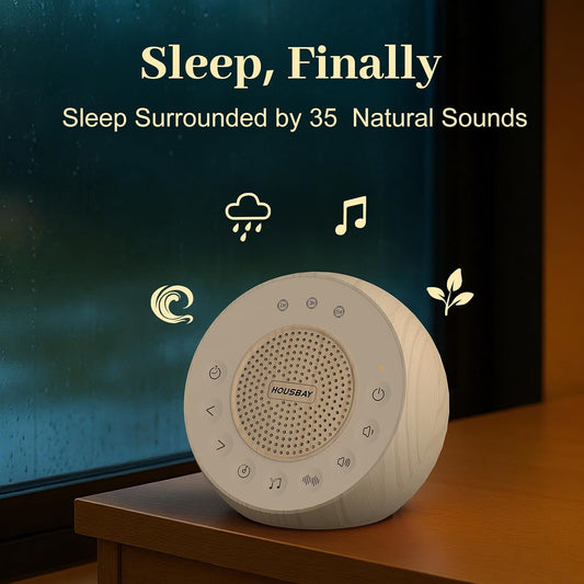 White Noise Machine with 31 Soothing Sounds, 5W Loud Stereo Sound, Auto-Off Timer, Adjustable Volume, Sleep Sound Machine for Baby, Kid, Adult -Wood Grain