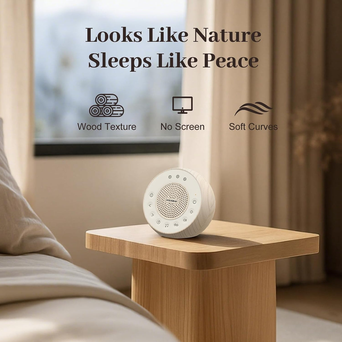 White Noise Machine with 31 Soothing Sounds, 5W Loud Stereo Sound, Auto-Off Timer, Adjustable Volume, Sleep Sound Machine for Baby, Kid, Adult -Wood Grain