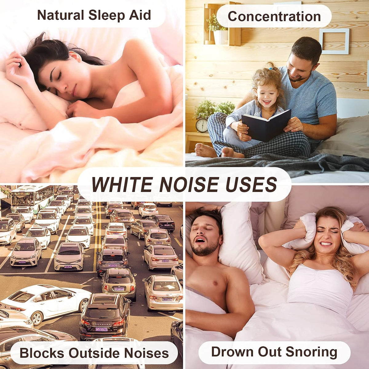 White Noise Machine with 31 Soothing Sounds, 5W Loud Stereo Sound, Auto-Off Timer, Adjustable Volume, Sleep Sound Machine for Baby, Kid, Adult -Wood Grain