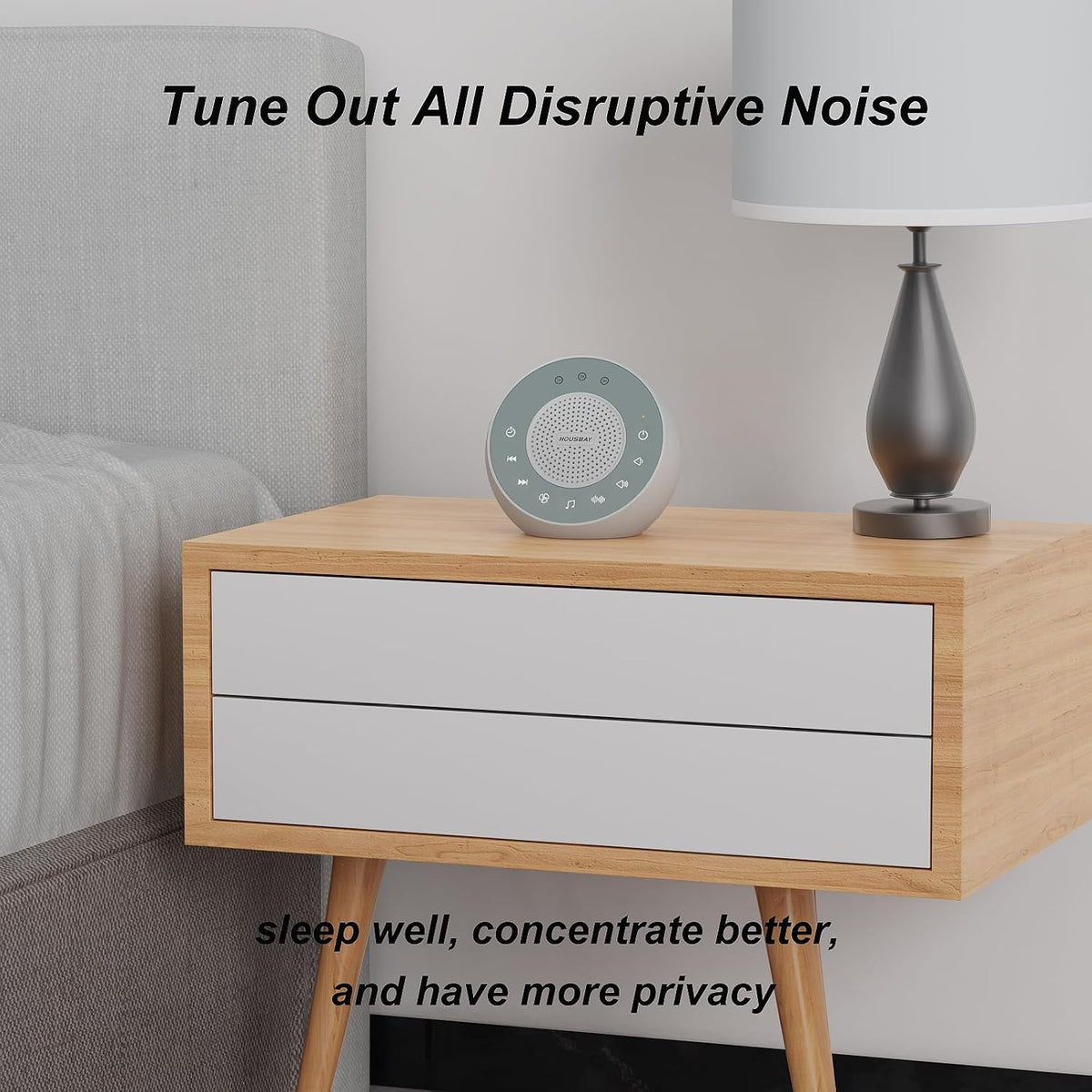 White Noise Machine with 31 Soothing Sounds, 5W Loud Stereo Sound, Auto-Off Timer, Adjustable Volume, Sleep Sound Machine for Baby, Kid, Adult -Wood Grain