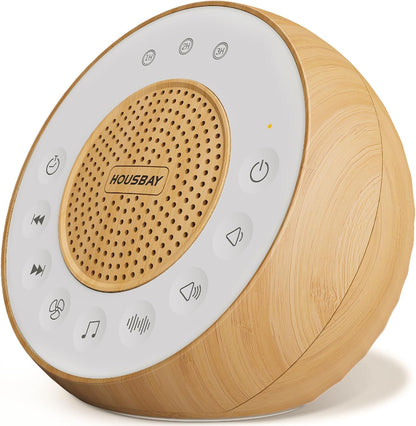 White Noise Machine with 31 Soothing Sounds, 5W Loud Stereo Sound, Auto-Off Timer, Adjustable Volume, Sleep Sound Machine for Baby, Kid, Adult -Wood Grain