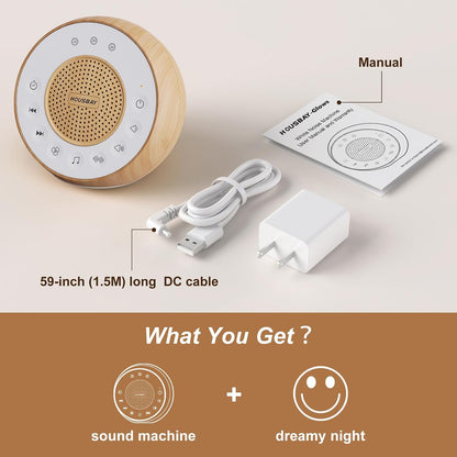White Noise Machine with 31 Soothing Sounds, 5W Loud Stereo Sound, Auto-Off Timer, Adjustable Volume, Sleep Sound Machine for Baby, Kid, Adult -Wood Grain
