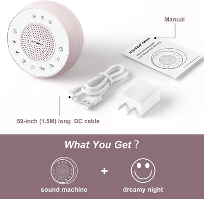 White Noise Machine with 31 Soothing Sounds, 5W Loud Stereo Sound, Auto-Off Timer, Adjustable Volume, Sleep Sound Machine for Baby, Kid, Adult -Wood Grain